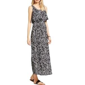 Merona Sleeveless Flounce Top Tropical Maxi Dress, Black White Size XL